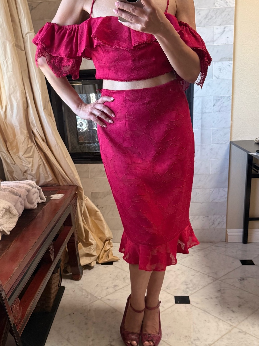 Free People Set- Women's Skirt and Off Shoulder Mid Top.